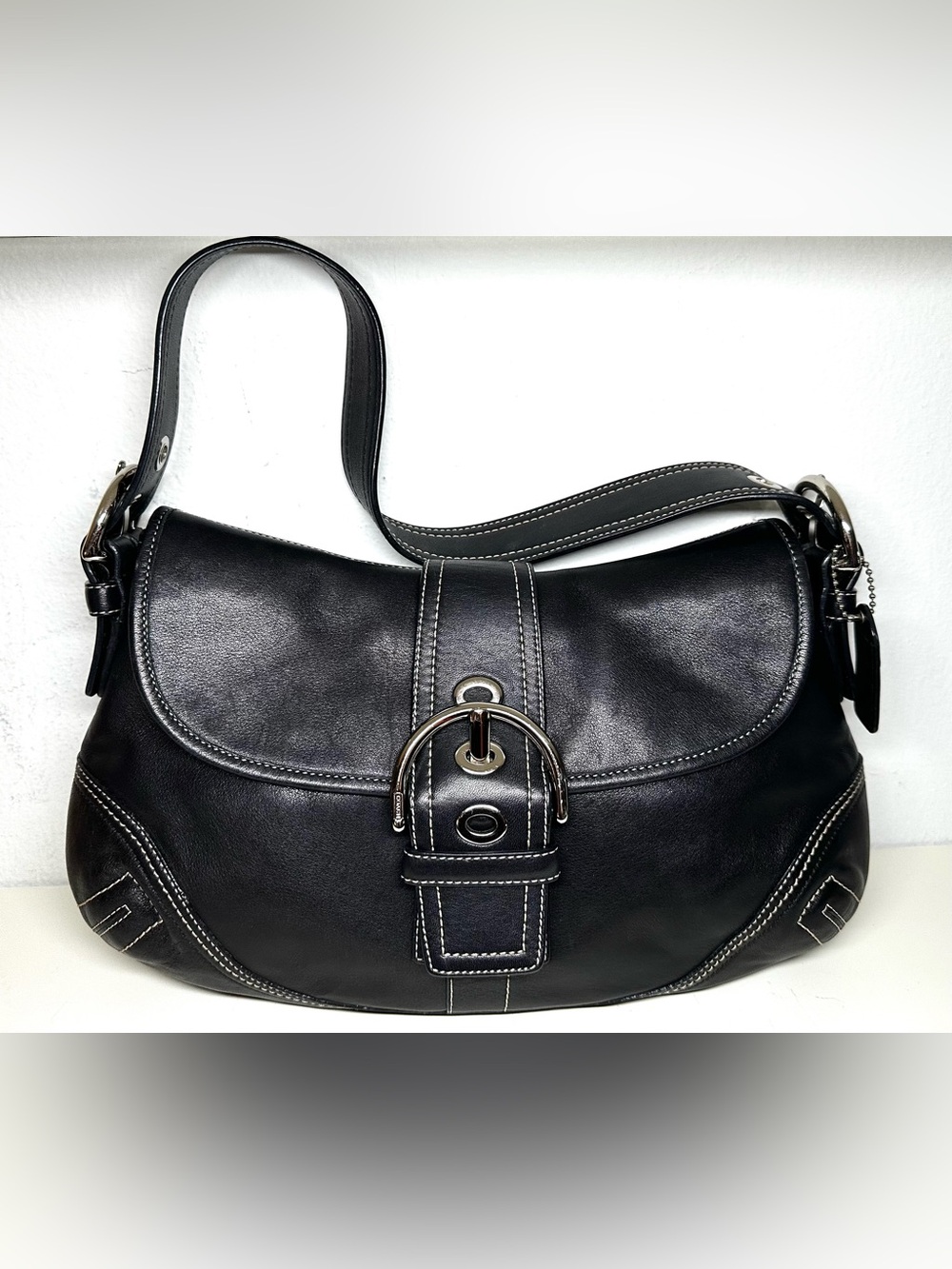COACH Classic Black Leather Shoulder Bag